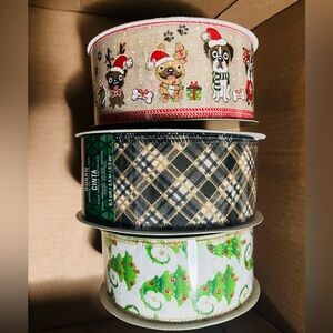 Three 50-yard wire-edged ribbons